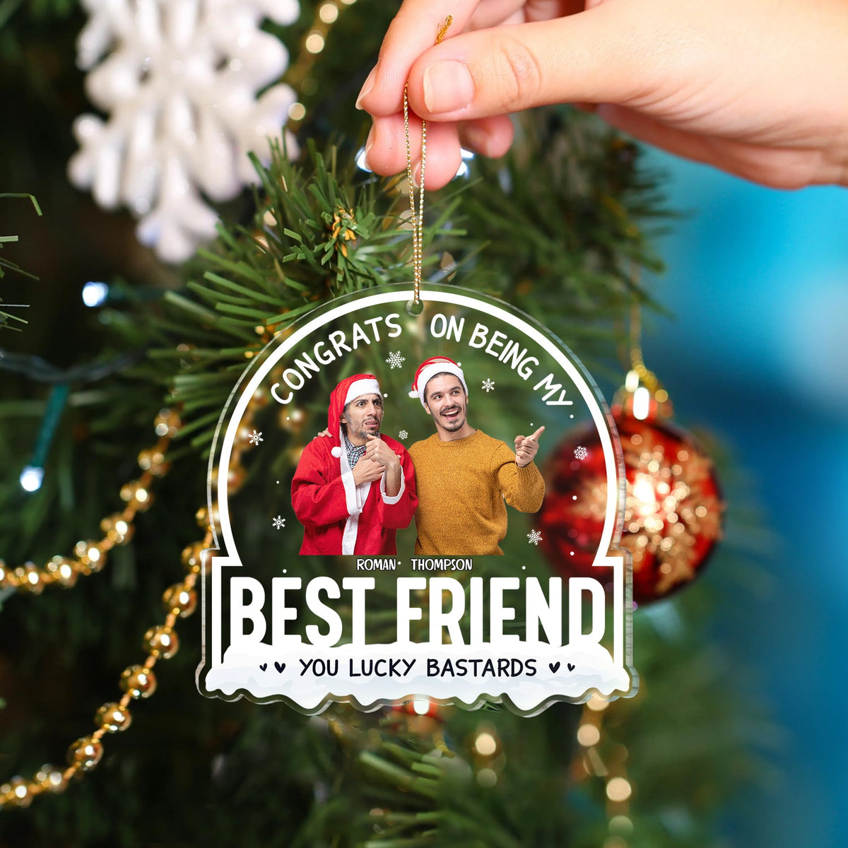 Christmas Custom Photo Congrats On Being My Bestie - Gift For Bestie - Personalized Custom Shaped Acrylic Ornament