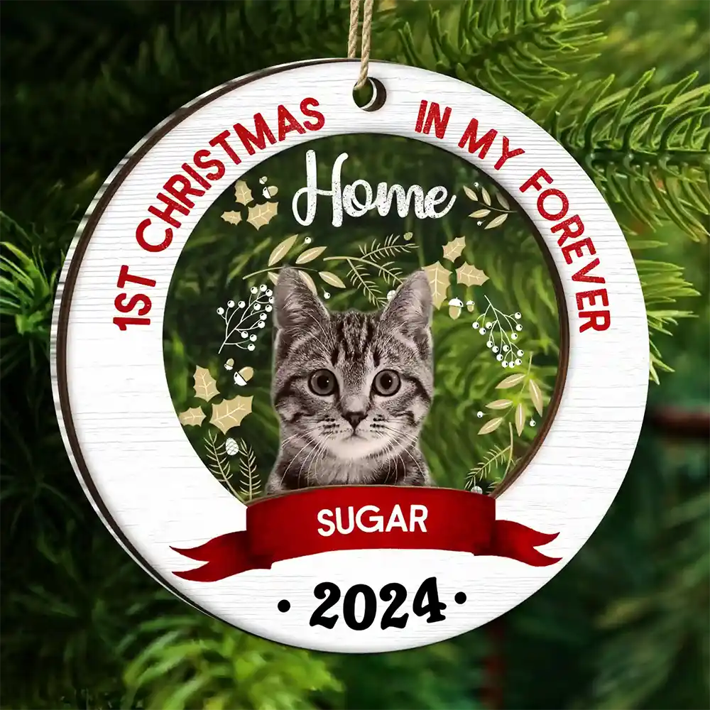 Custom Photo My Forever Home - Christmas Gift For Pet Lovers - Personalized 2-Layered Mix Ornament