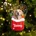 Custom Photo Santa Bag - Gift For Pet Lovers - Personalized Custom Shaped Acrylic Ornament