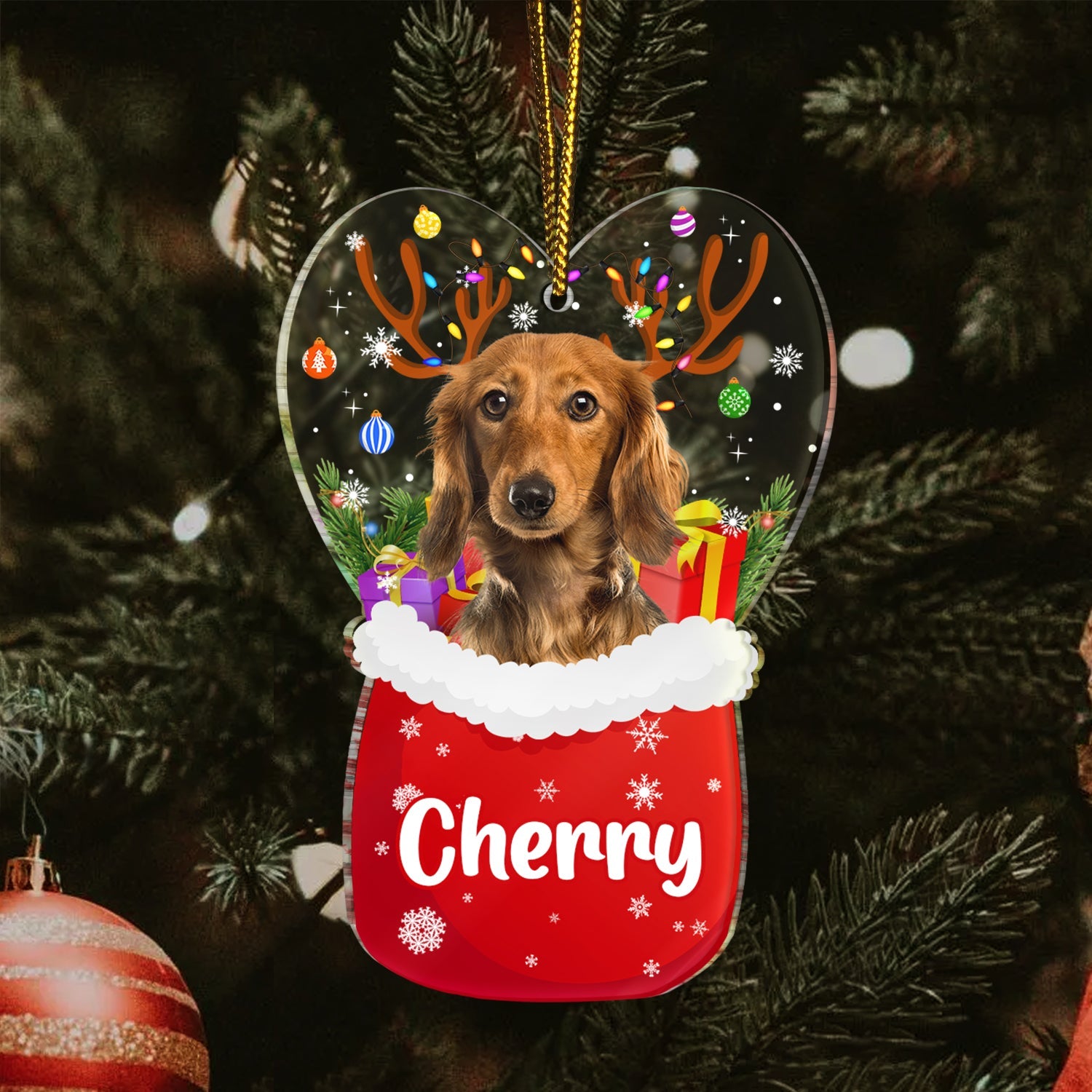 Custom Photo Santa Bag - Gift For Pet Lovers - Personalized Custom Shaped Acrylic Ornament