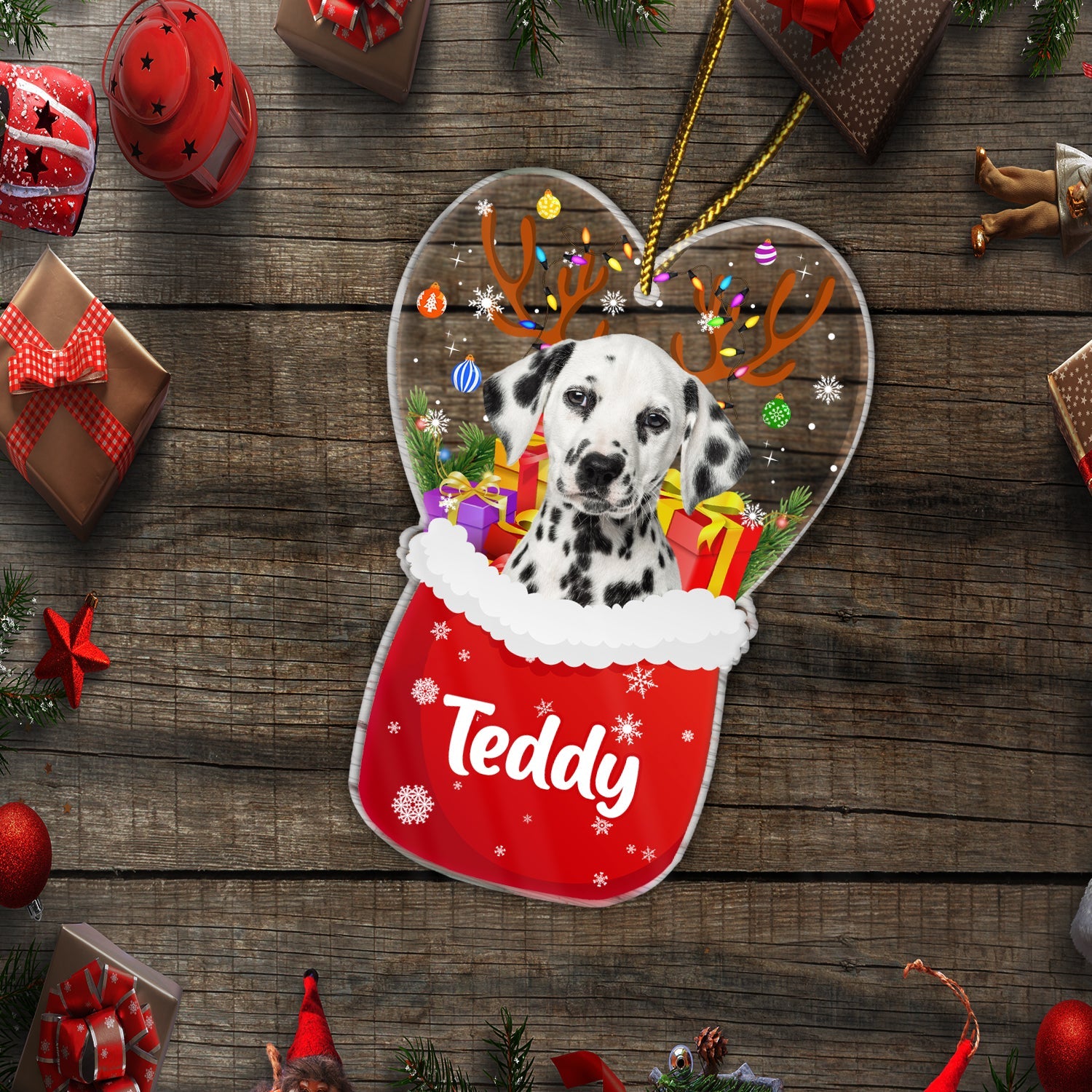 Custom Photo Santa Bag - Gift For Pet Lovers - Personalized Custom Shaped Acrylic Ornament