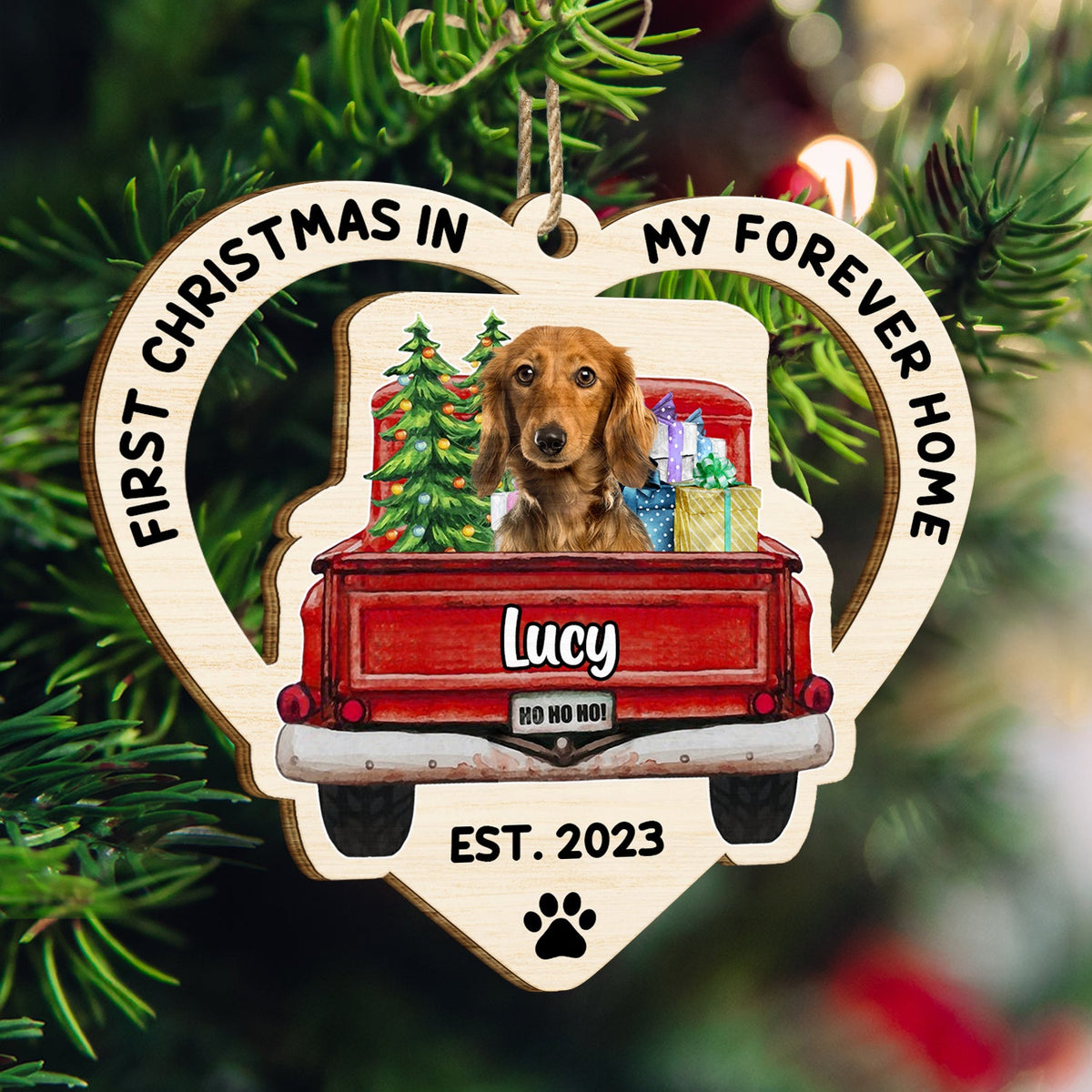 Custom Photo In My Forever Home - Christmas Gift For Pet Lovers - Personalized Wooden Cutout Ornament