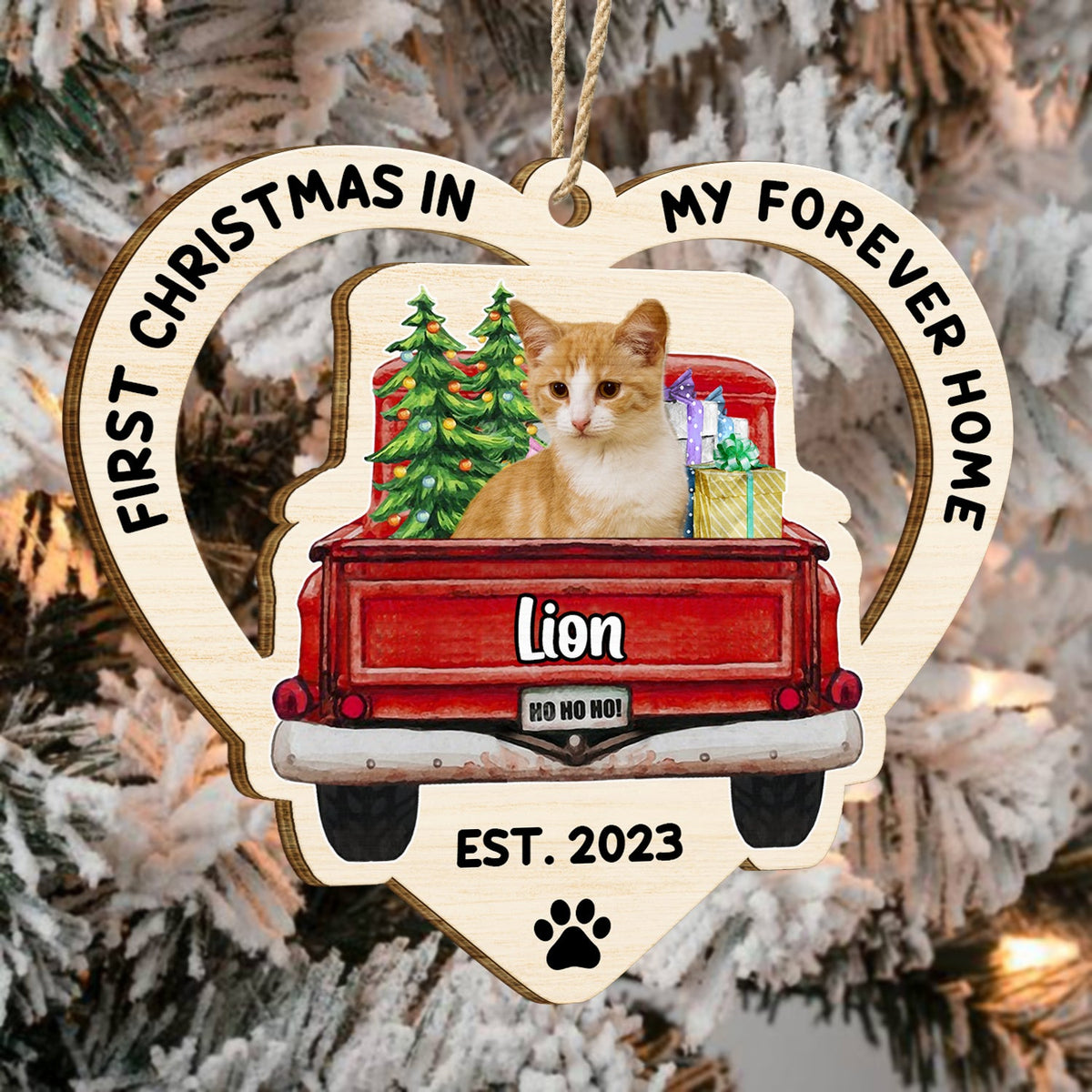 Custom Photo In My Forever Home - Christmas Gift For Pet Lovers - Personalized Wooden Cutout Ornament