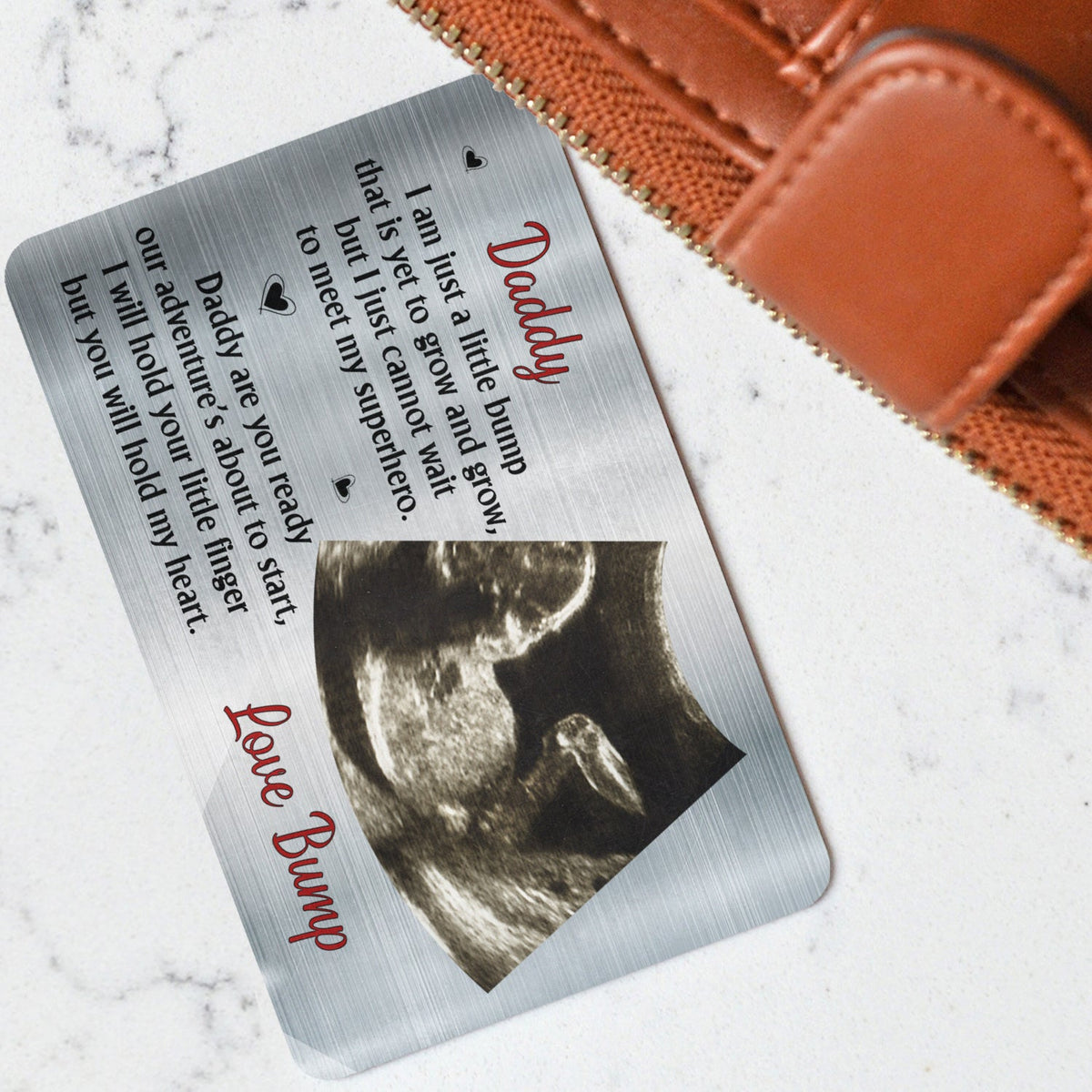 Custom Photo I Am Just A Little Bump - Gift For Father - Personalized Aluminum Wallet Card