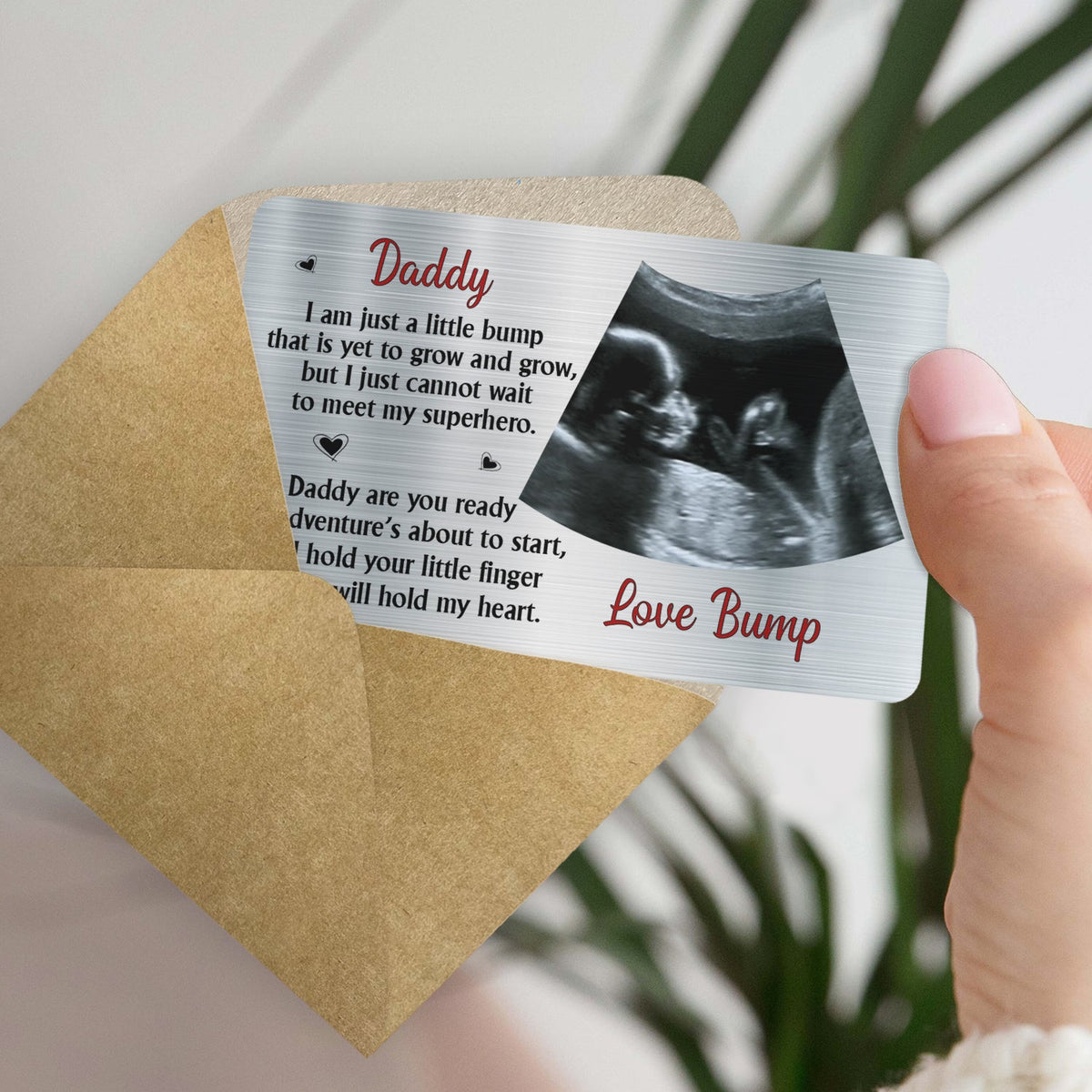 Custom Photo I Am Just A Little Bump - Gift For Father - Personalized Aluminum Wallet Card