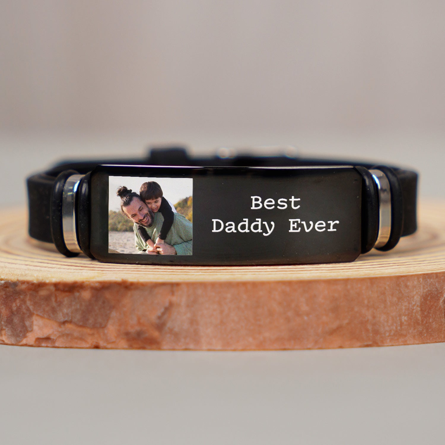 Custom Photo I Love You Daddy - Gift For Father - Personalized Engraved Bracelet