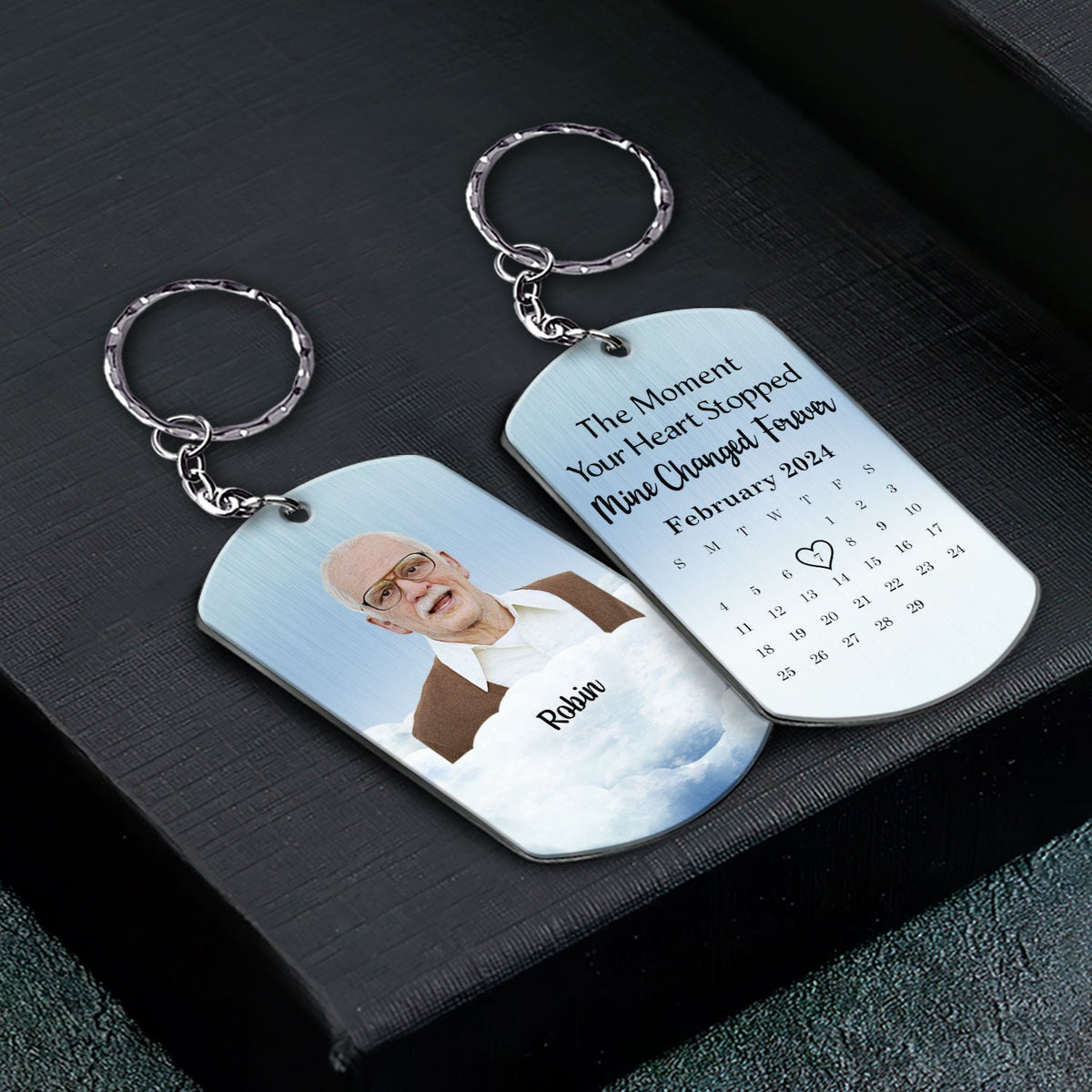 Custom Photo Calendar The Moment Your Heart Stop - Memorial Gift For Family, Pet Lovers - Personalized Aluminum Keychain