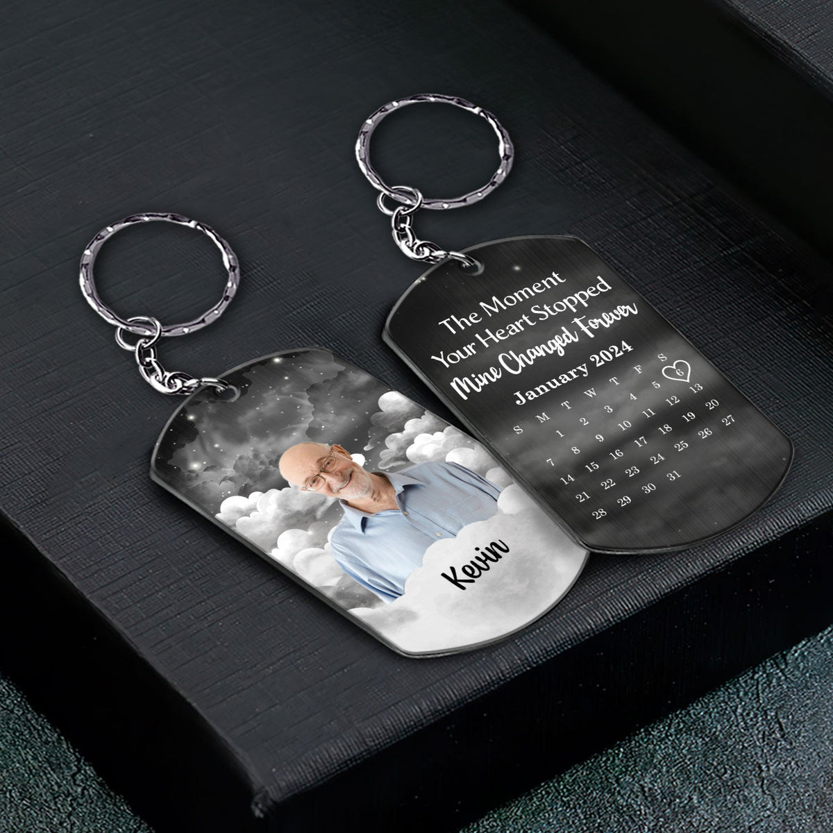 Custom Photo The Moment Your Heart Stopped - Memorial Gift For Family - Personalized Aluminum Keychain