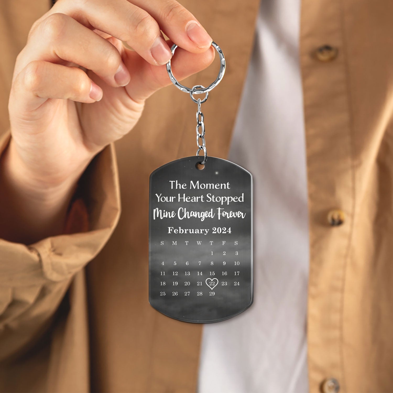 Custom Photo The Moment Your Heart Stopped - Memorial Gift For Family - Personalized Aluminum Keychain