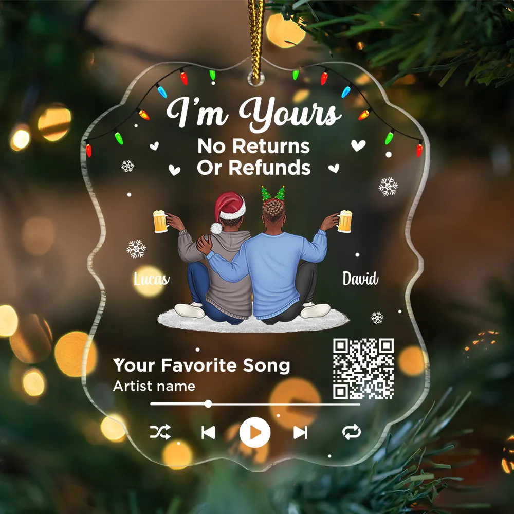 Christmas Couple QR Song Code I'm Yours - Personalized Custom Shaped Acrylic Ornament