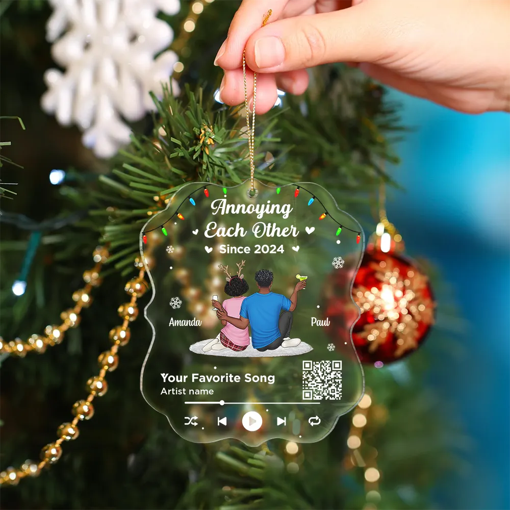 Christmas Couple QR Song Code I'm Yours - Personalized Custom Shaped Acrylic Ornament