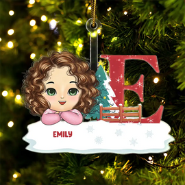 Christmas Kids Monogram - Personalized Cutout Acrylic Ornament