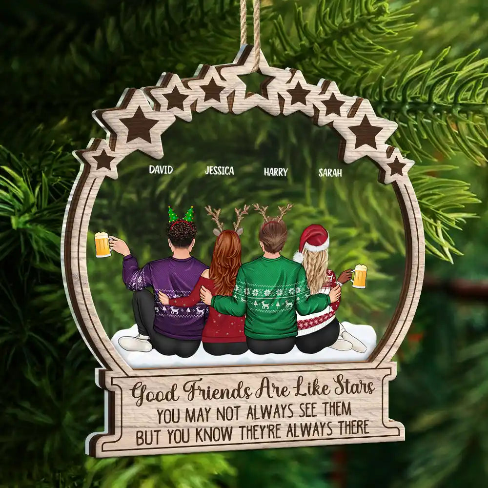 Good Friends Are Like Stars - Personalized 2-Layered Mix Ornament