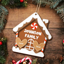 Gingerbread Cookie Family - Personalized 2-Layered Wooden Ornament