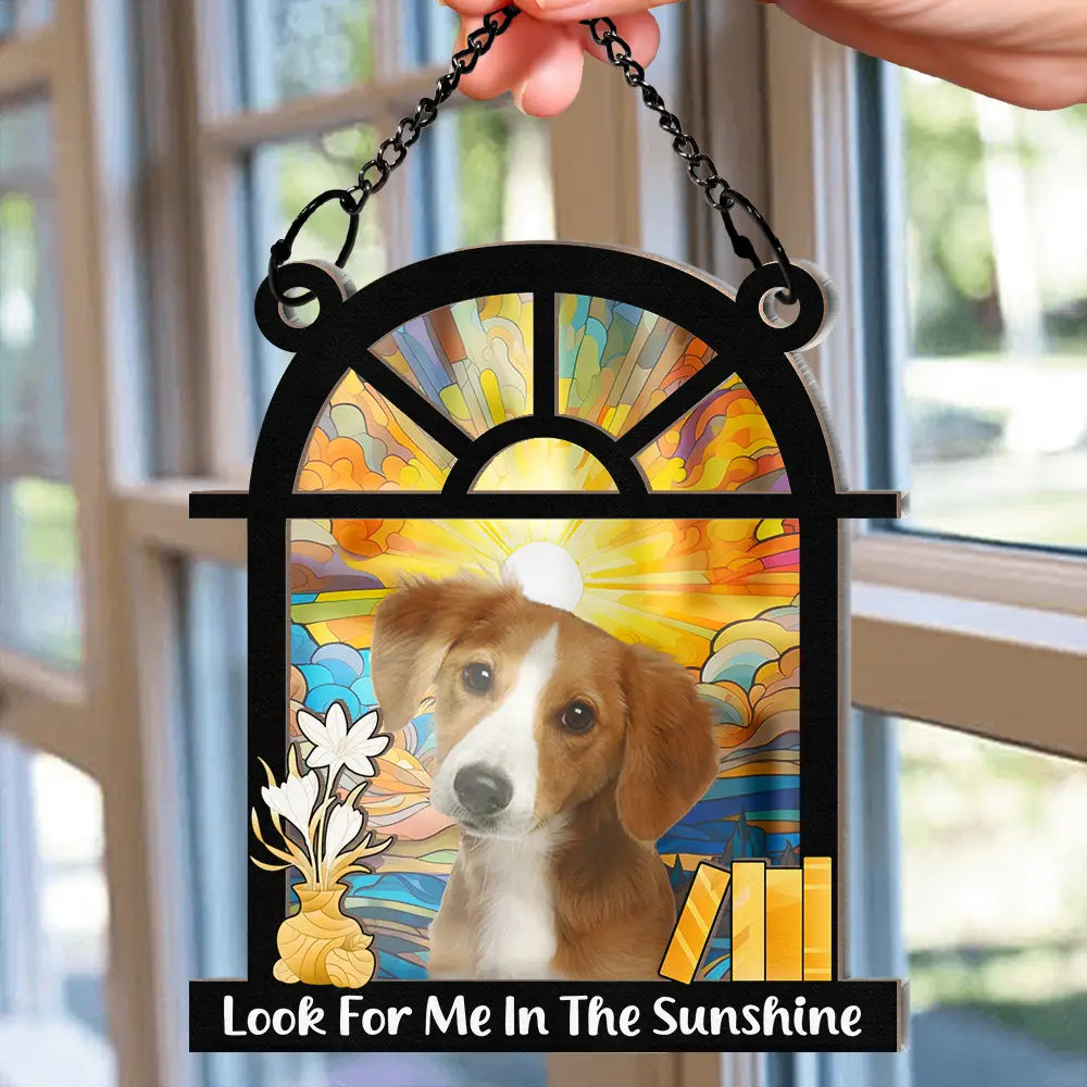 Memorial - Custom Photo Look For Me - Personalized Window Hanging Suncatcher Ornament