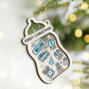 New baby, Gift For Kids - Baby First Christmas Milk Bottle - Personalized 2-Layered Mix Ornament