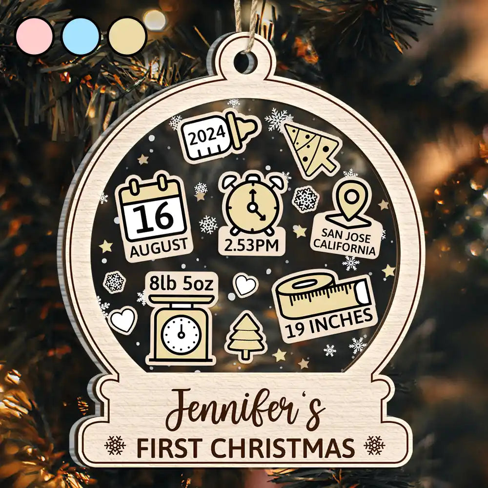 Christmas,New baby,Gift For Kids,Happy - Baby First Christmas Ornament Icon - Personalized 2-Layered Mix Ornament