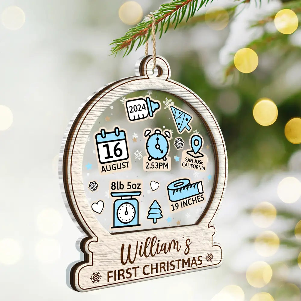 Christmas,New baby,Gift For Kids,Happy - Baby First Christmas Ornament Icon - Personalized 2-Layered Mix Ornament