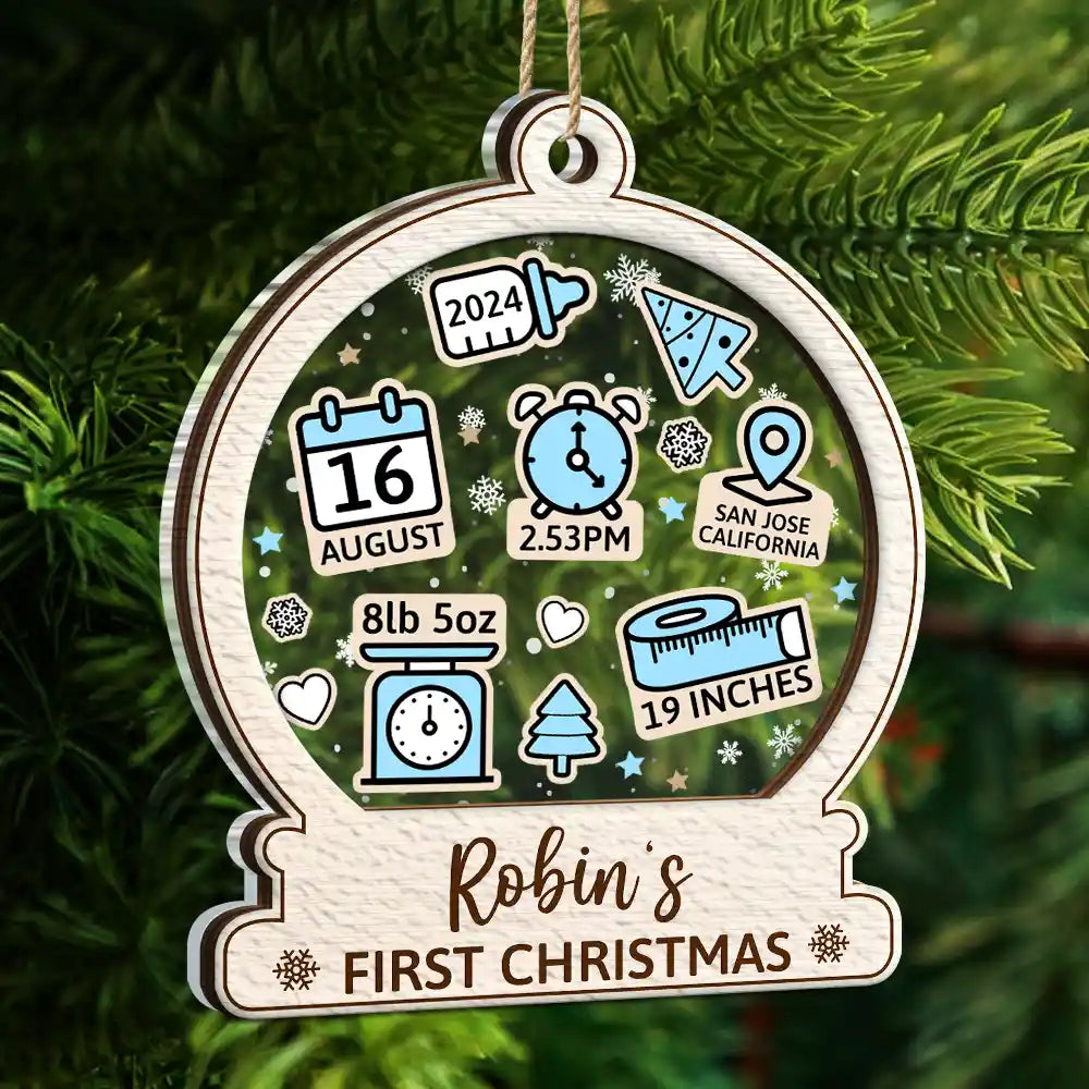 Christmas,New baby,Gift For Kids,Happy - Baby First Christmas Ornament Icon - Personalized 2-Layered Mix Ornament