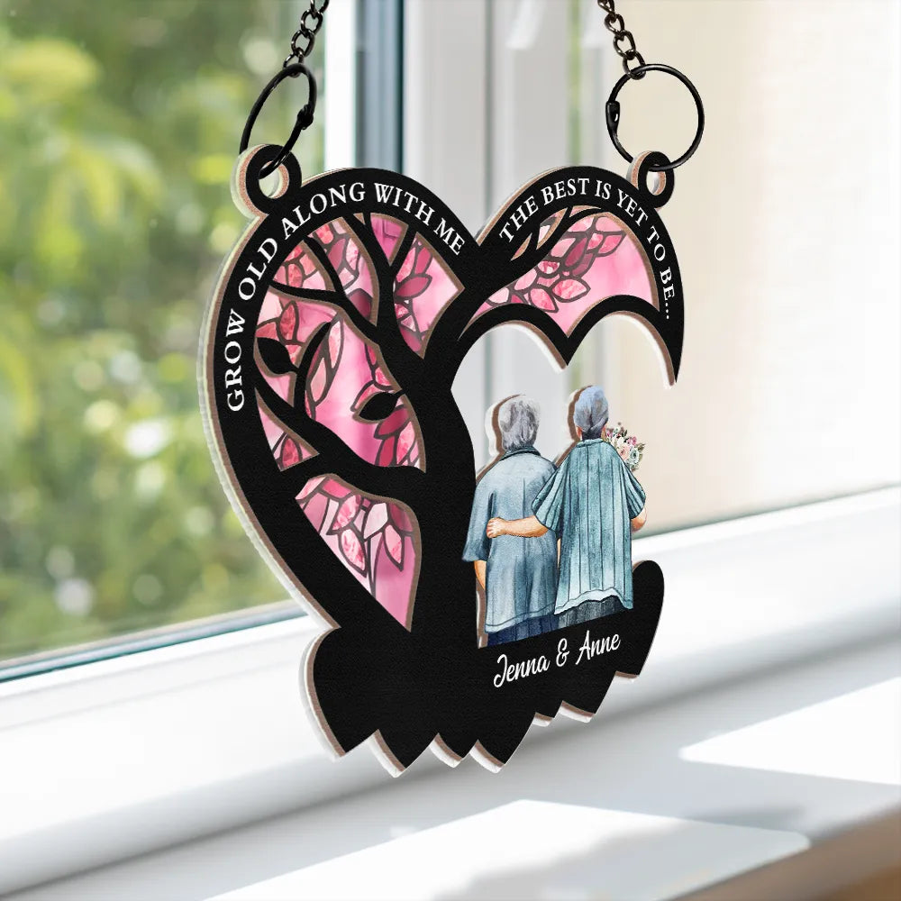 Gift For Couples - Grow Old Along With Me - Personalized Window Hanging Suncatcher Ornament