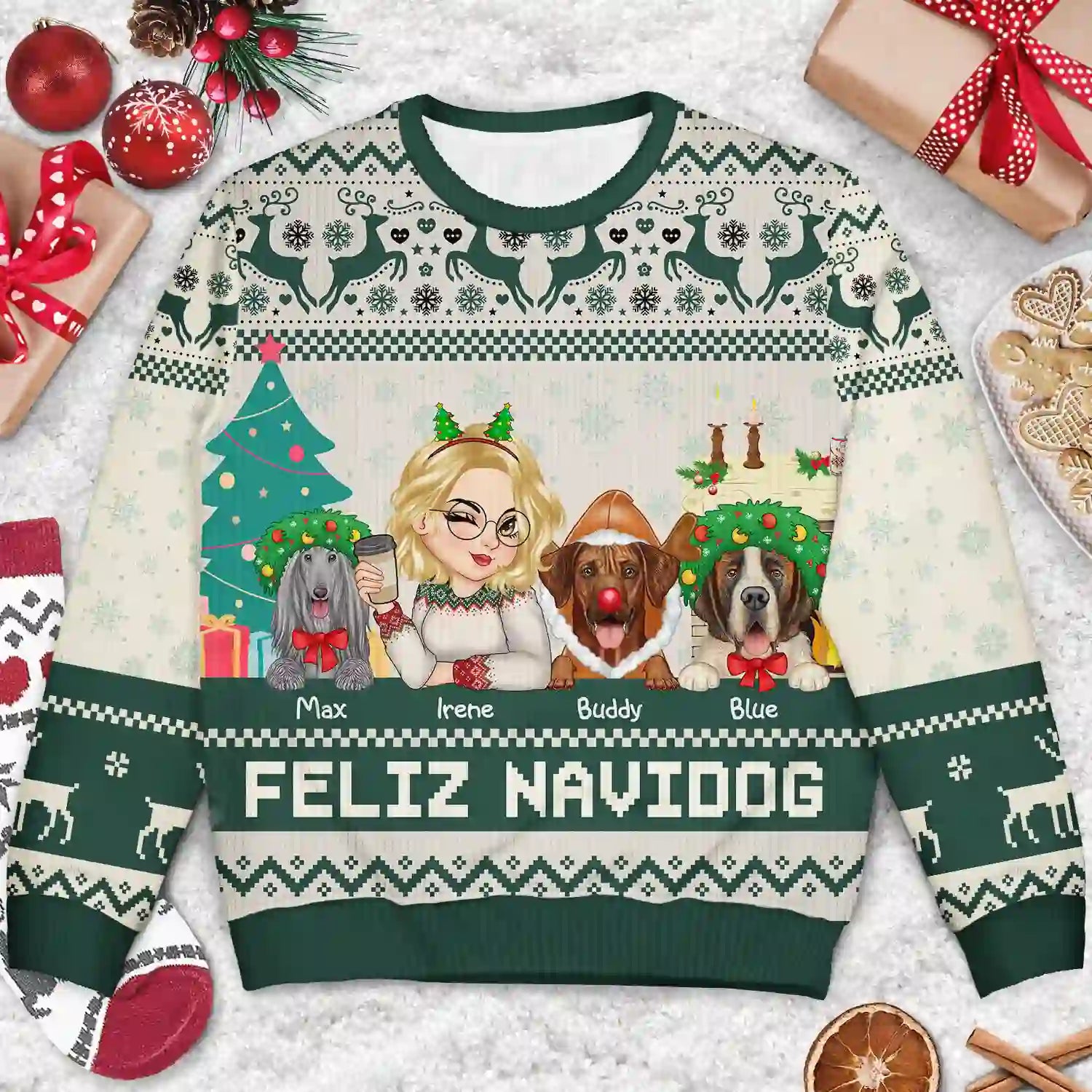 Pet Lovers - Christmas Pet Lovers Happy Pawlidays - Personalized Unisex Ugly Sweater