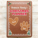 Gift For Couples, Family - Gingerbread Cookie Family Christmas Planner - Personalized Leather Journal