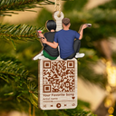 Christmas Couple QR Code Favorite Song - Personalized Wooden Cutout Ornament