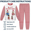 Family - Christmas Flat Art Family Name Candy Cane - Personalized Unisex Pajamas Set