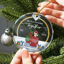 Gift For Couples - Diamond Ring First Christmas Married - Personalized Circle Glass Ornament