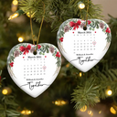 Christmas,Gift For Couples,Gift For Husband,Gift For Wife,Happy - Christmas Calendar Couple Married Engaged - Personalized Heart Ceramic Ornament