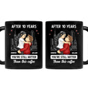 Gift For Couples - Cartoon Couple Kissing Hotter Than This Coffee - Personalized Mug