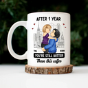 Gift For Couples - Cartoon Couple Kissing Hotter Than This Coffee - Personalized Mug