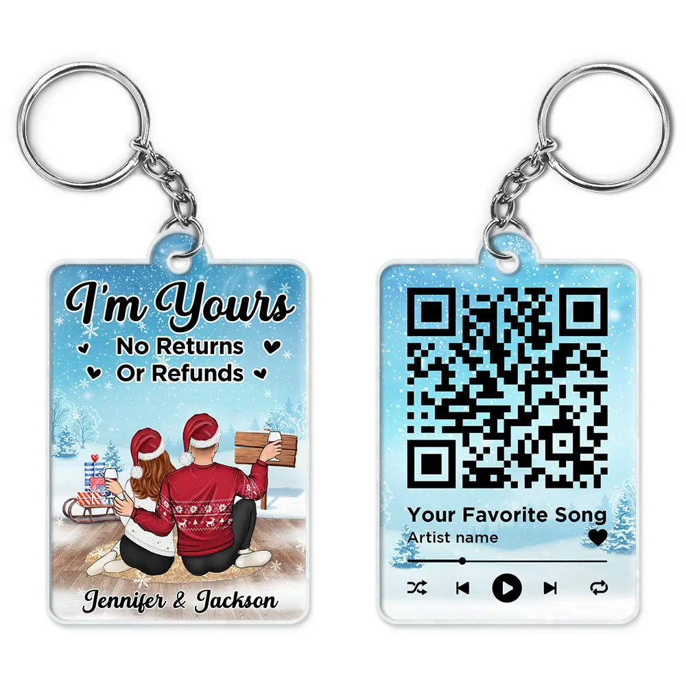 Gift For Couples - Christmas Version Couple Favorite Song I'm Yours No Returns QR Code - Personalized Acrylic Keychain