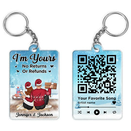 Gift For Couples - Christmas Version Couple Favorite Song I'm Yours No Returns QR Code - Personalized Acrylic Keychain