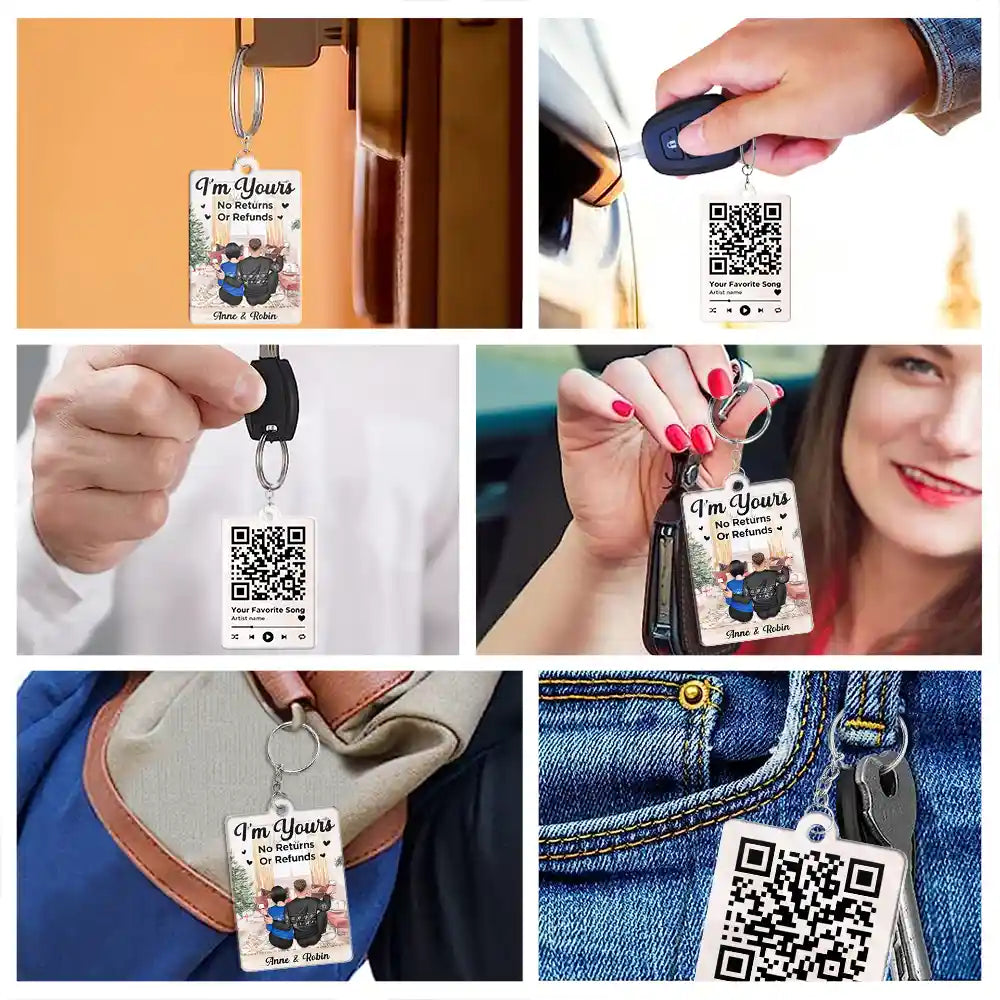 Gift For Couples - Christmas Version Couple Favorite Song I'm Yours No Returns QR Code - Personalized Acrylic Keychain