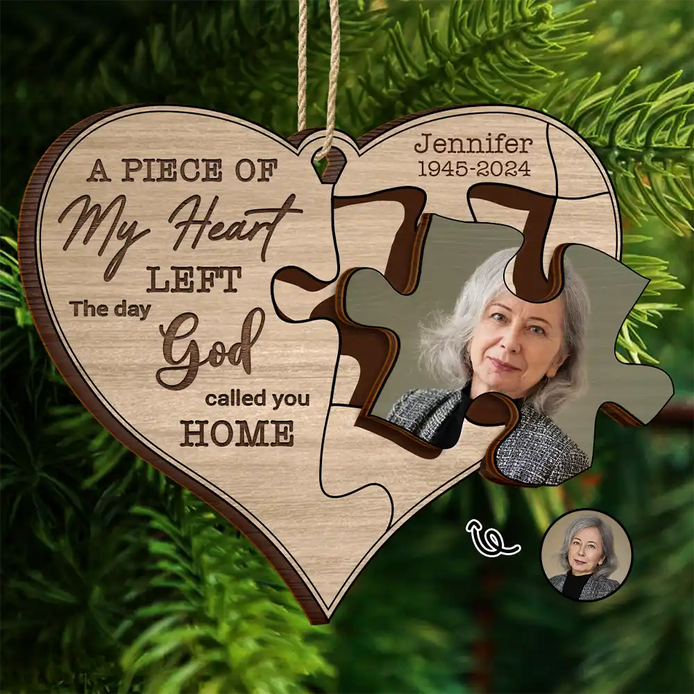 Christmas,Custom Photo,Memorial,Sad - Custom Photo Memorial The Day God Called You Home - Personalized 2-Layered Wooden Ornament