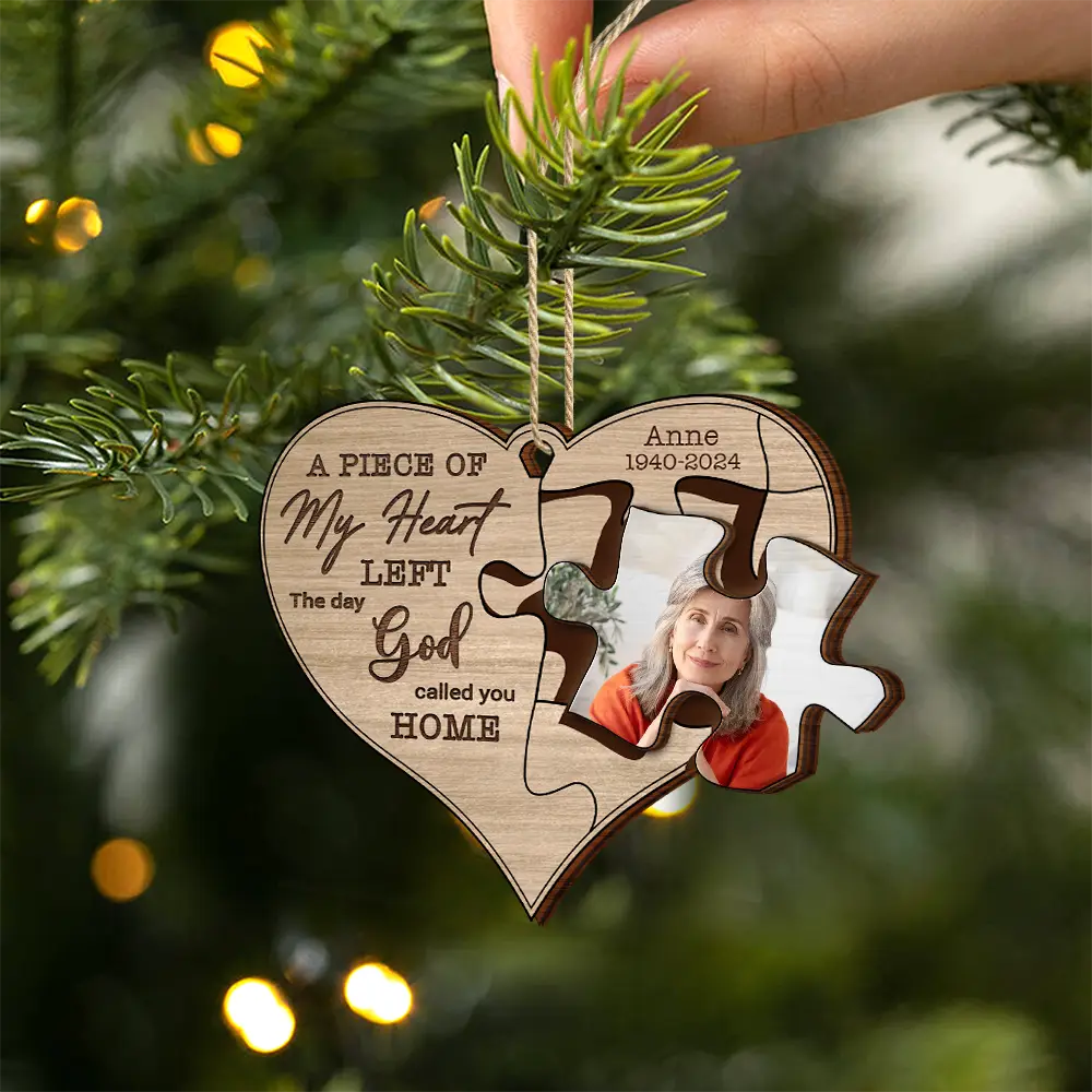 Christmas,Custom Photo,Memorial,Sad - Custom Photo Memorial The Day God Called You Home - Personalized 2-Layered Wooden Ornament