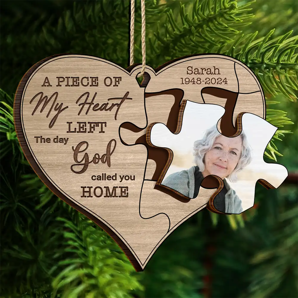 Christmas,Custom Photo,Memorial,Sad - Custom Photo Memorial The Day God Called You Home - Personalized 2-Layered Wooden Ornament