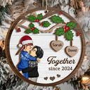 Christmas Couple Kissing Better Together - Personalized 2-Layered Wooden Ornament