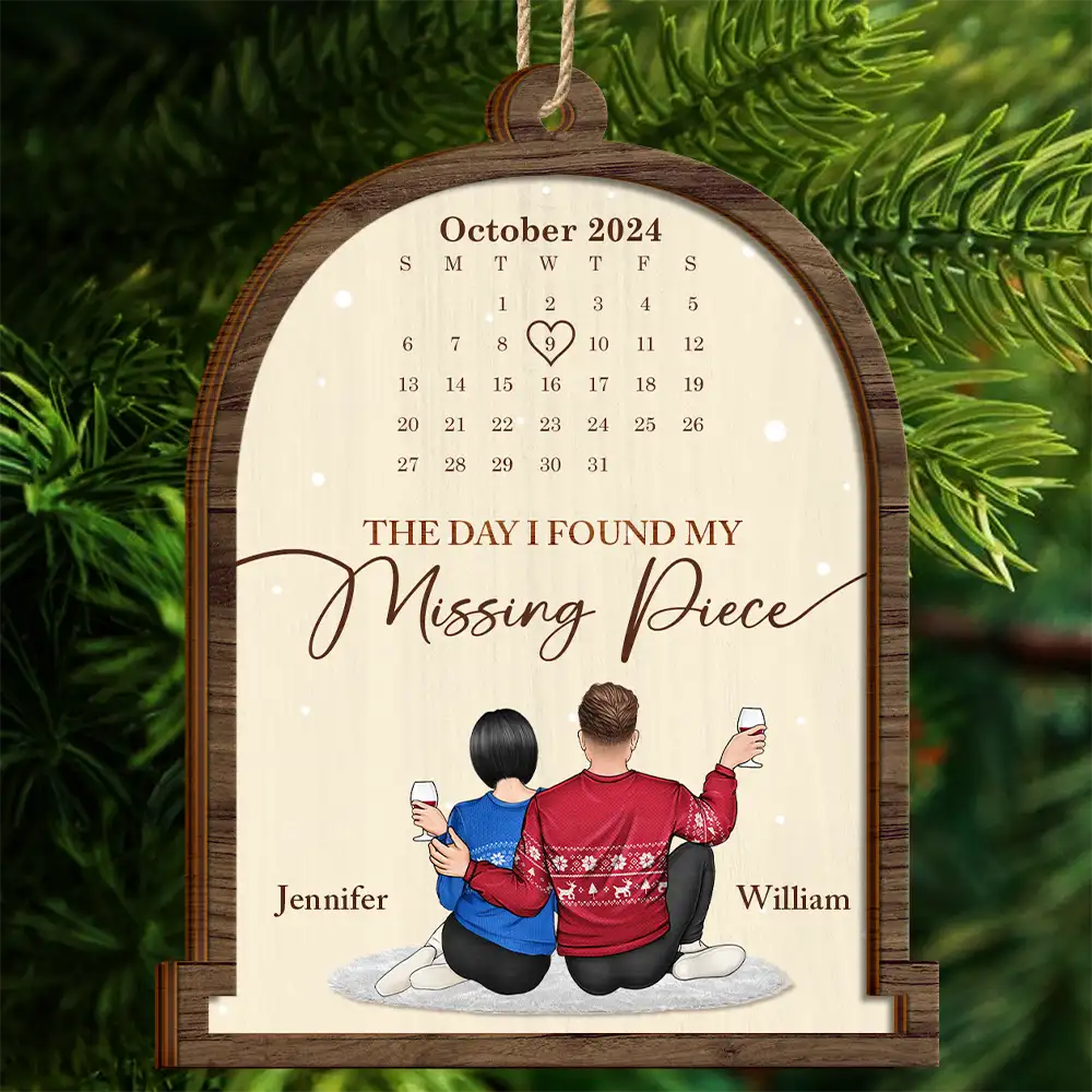 Gift For Couples, Gift For Husband, Gift For Wife, Gift For Boyfriend, Gift For Girlfriend - Christmas Couple Calendar The Day Our Journey Began - Personalized 2-Layered Wooden Ornament