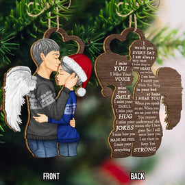 Gift For Couples, Gift For Husband, Gift For Wife - Christmas Memorial I Miss You - Personalized Wooden Ornament Print 2 Sides