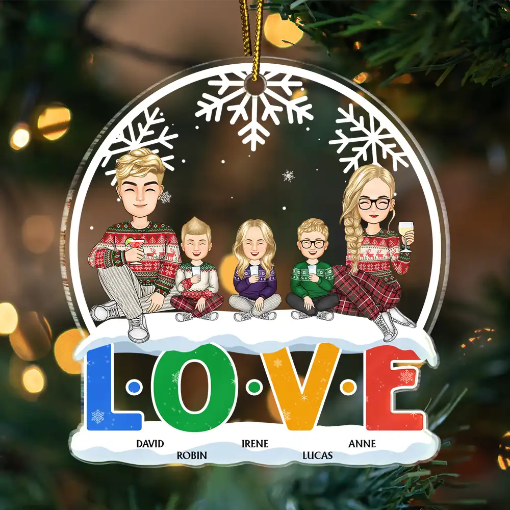 Family, Pet Lovers - Christmas Family A Whole Lot Of Love - Personalized Custom Shaped Acrylic Ornament