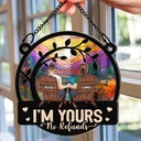 Gift For Couples, Gift For Husband, Gift For Wife, Gift For Boyfriend, Gift For Girlfriend - Flower Field I'm Yours No Refund - Personalized Window Hanging Suncatcher Ornament