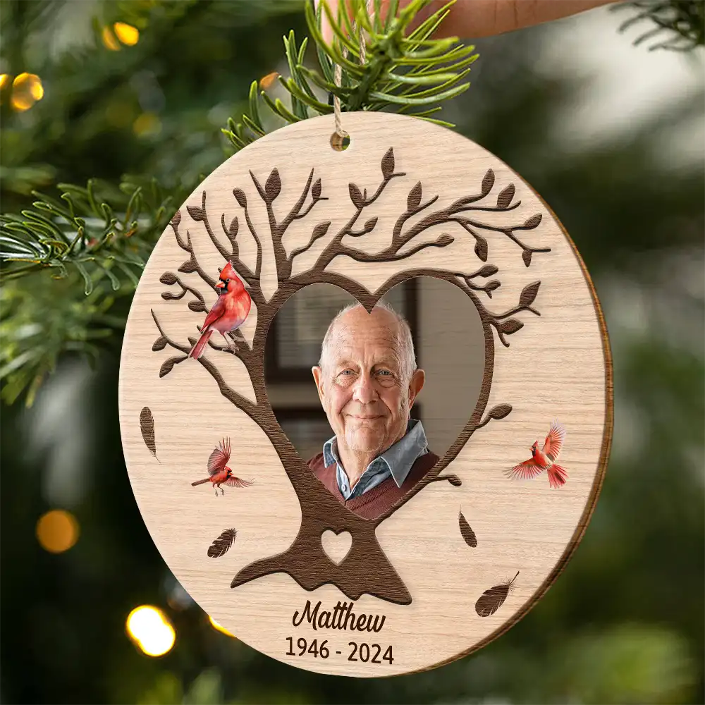 Memorial, Family, LGBT - Custom Photo Calendar The Moment Your Heart Stopped - Personalized Wooden Ornament Print 2 Sides