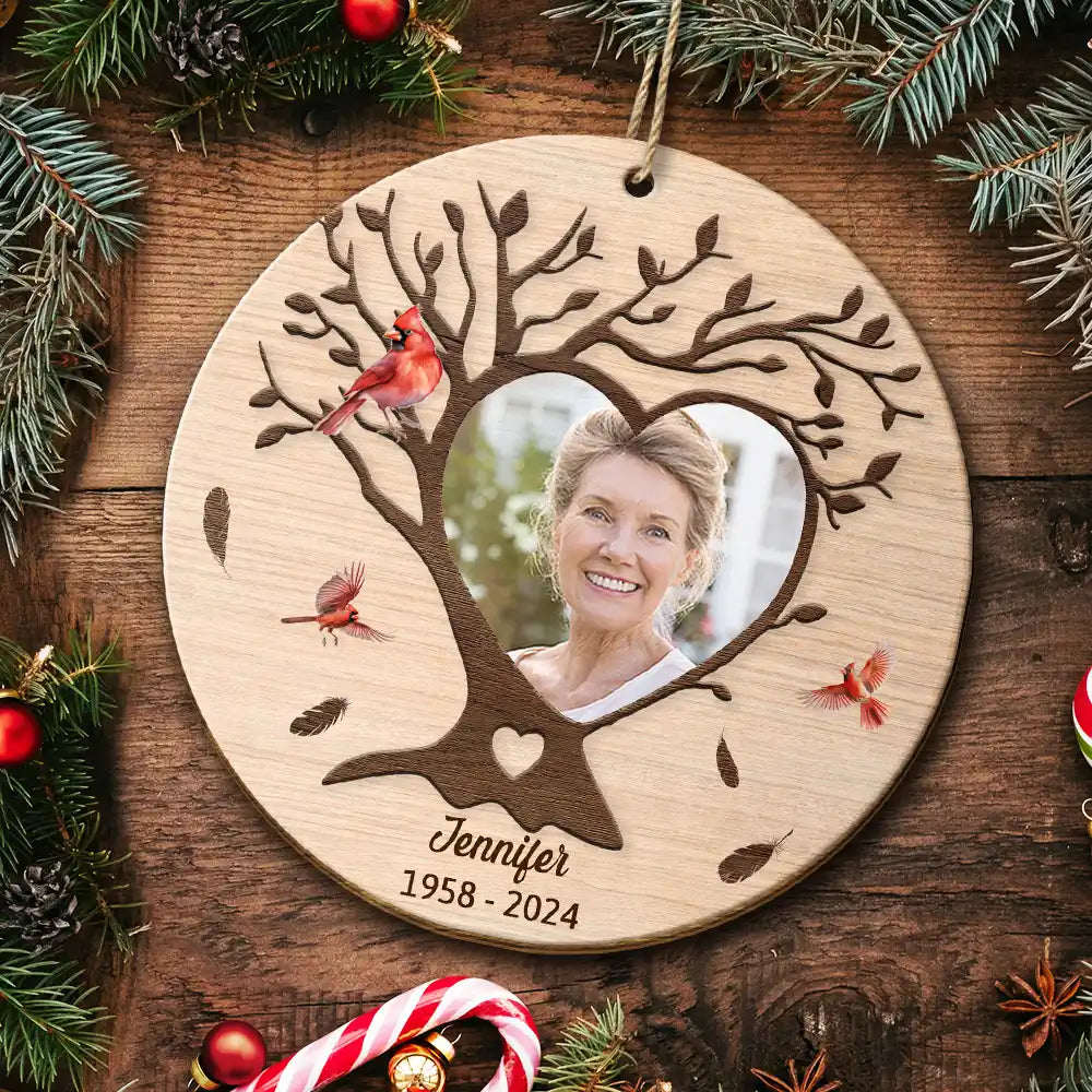 Memorial, Family, LGBT - Custom Photo Calendar The Moment Your Heart Stopped - Personalized Wooden Ornament Print 2 Sides