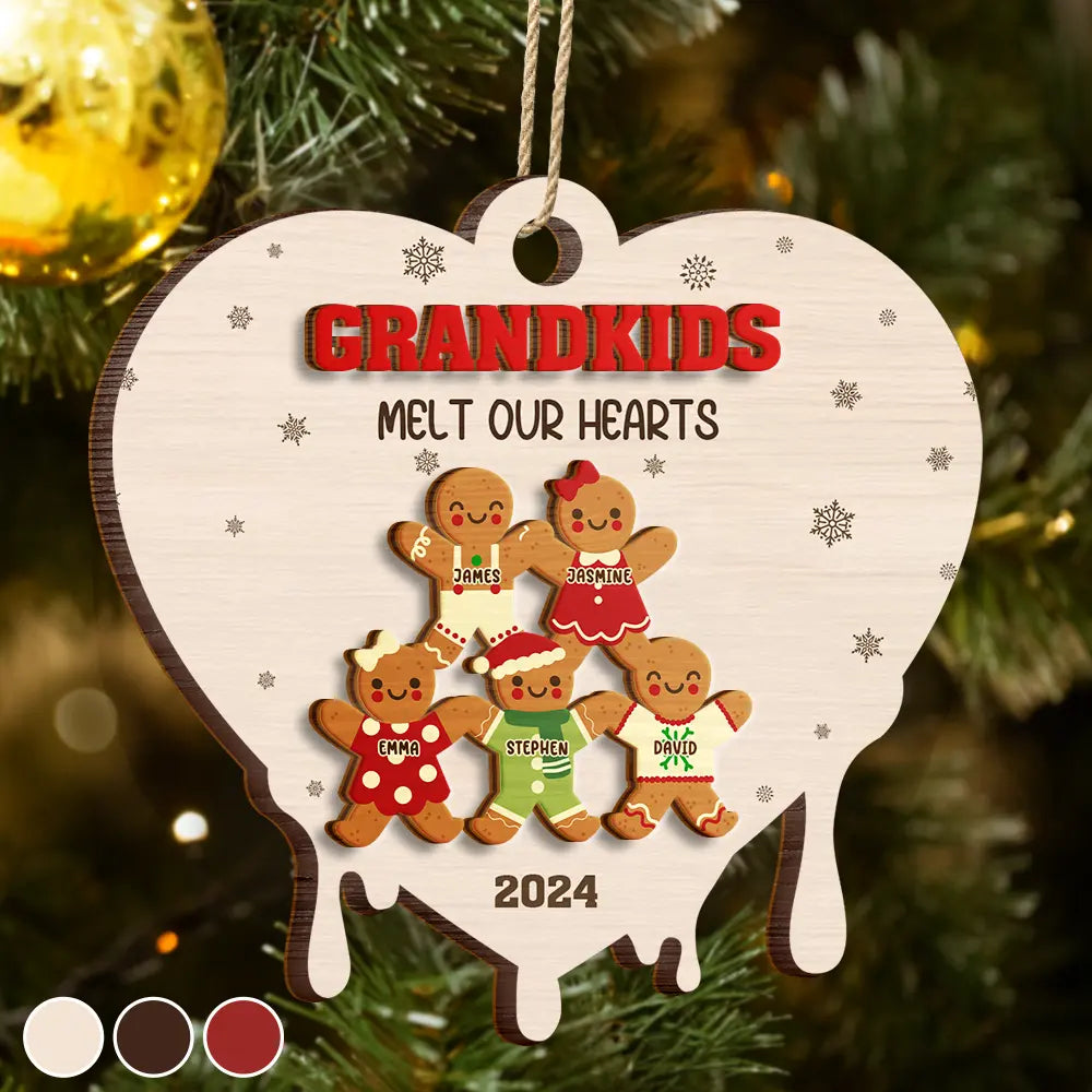 Gift For Grandma, Gift For Kids - Melt Our Heart - Personalized 2-Layered Wooden Ornament