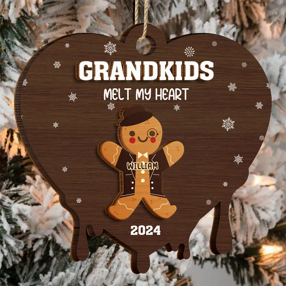 Gift For Grandma, Gift For Kids - Melt Our Heart - Personalized 2-Layered Wooden Ornament