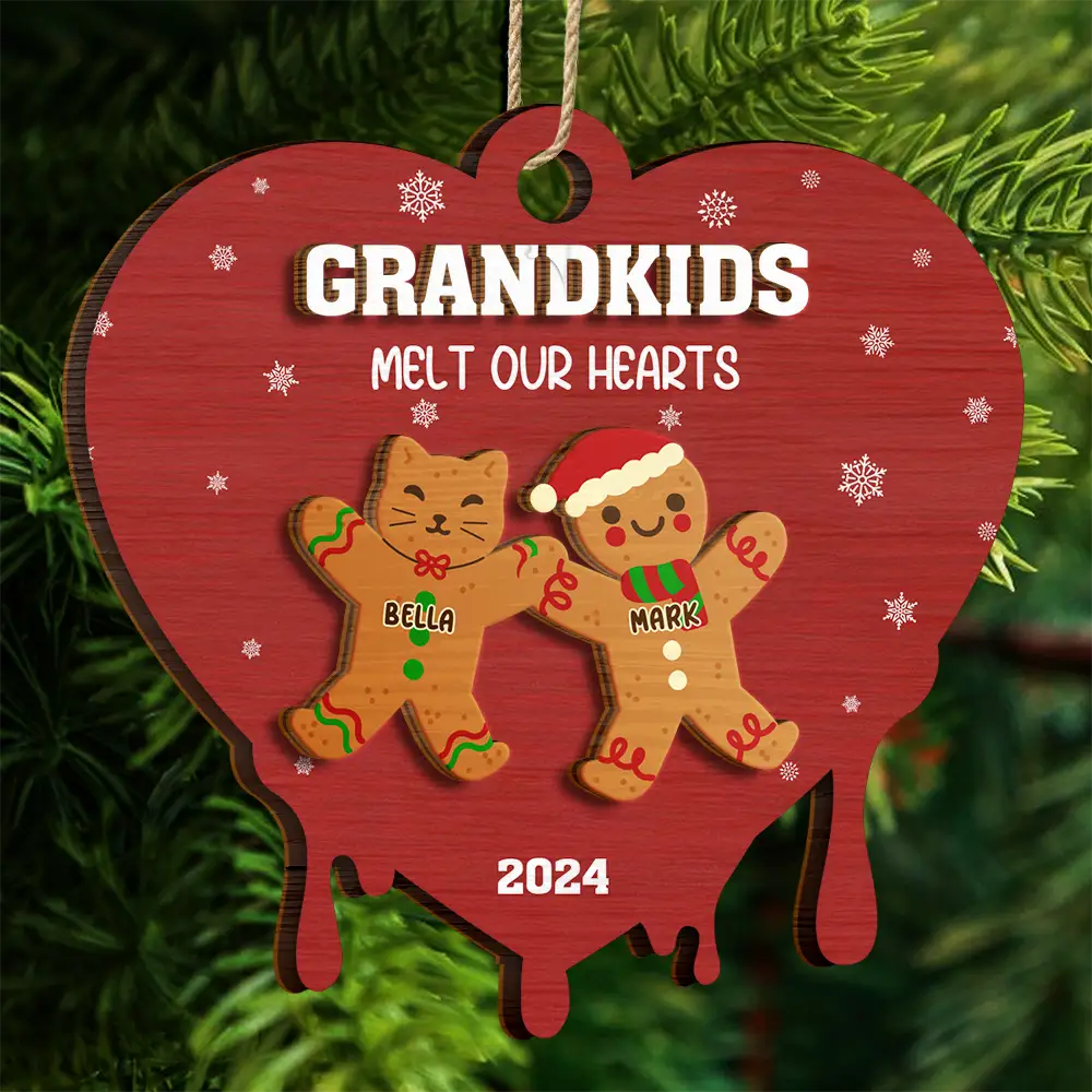 Gift For Grandma, Gift For Kids - Melt Our Heart - Personalized 2-Layered Wooden Ornament