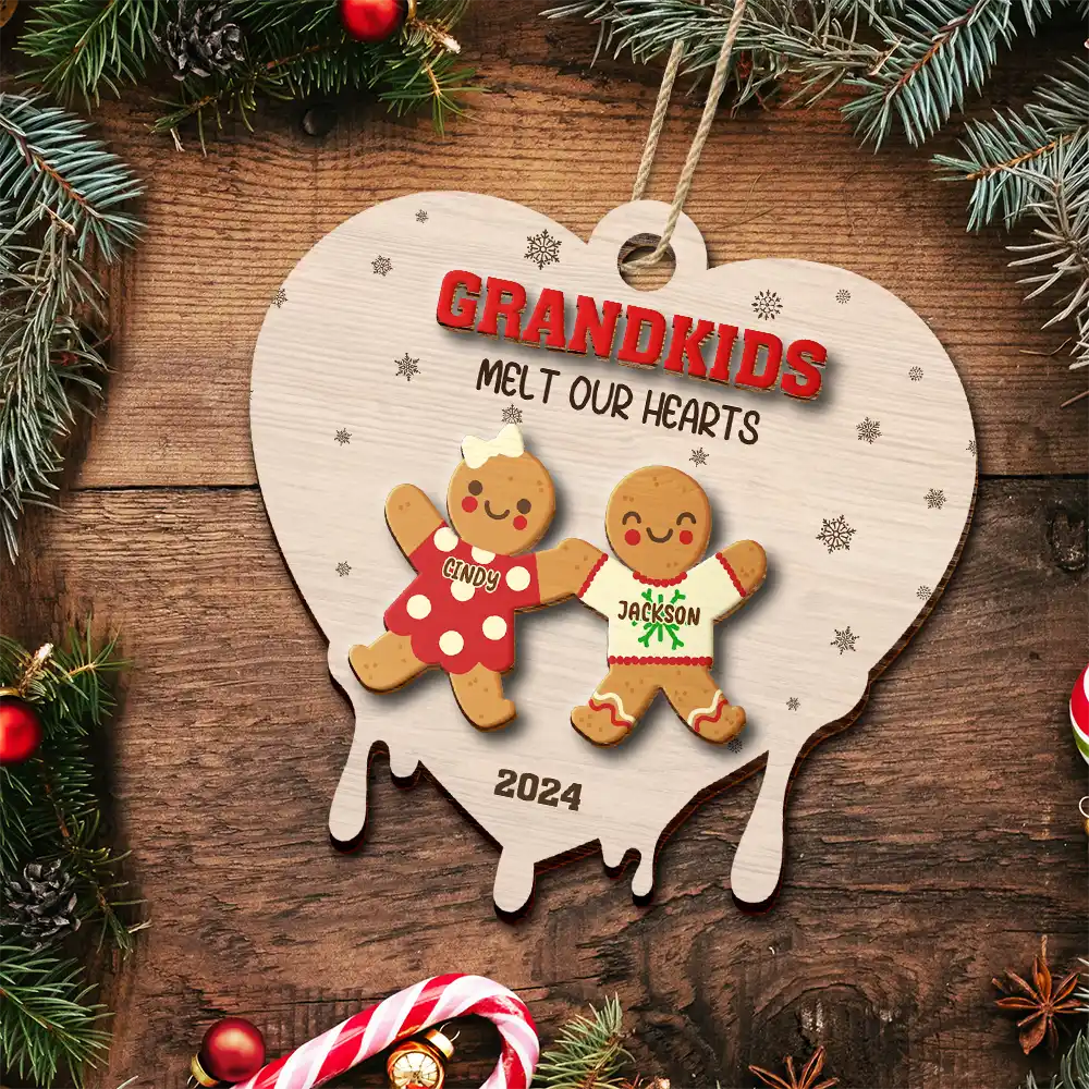 Gift For Grandma, Gift For Kids - Melt Our Heart - Personalized 2-Layered Wooden Ornament