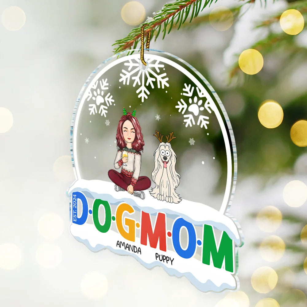 Dog Lovers - Christmas Dog Mom Dog Dad - Personalized Custom Shaped Acrylic Ornament